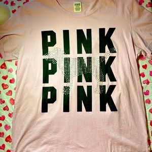 Victoria’s Secret PINK Campus Tee Light Pink Gently Used Size Large
